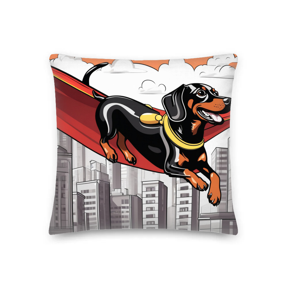 PugMug Custom Black Dachshund Premium Pillow