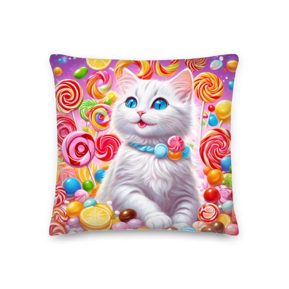 PugMug Custom White Companion Cat Premium Pillow