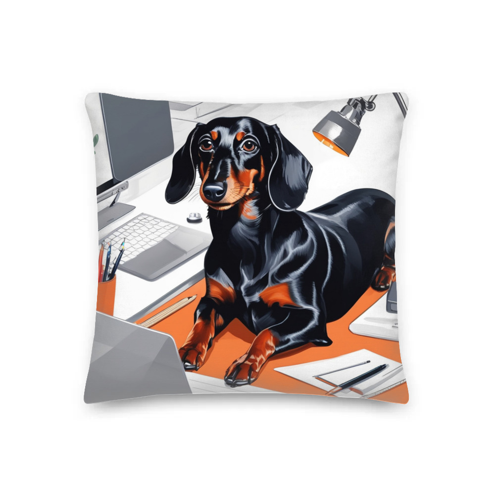PugMug Custom Black Dachshund Premium Pillow