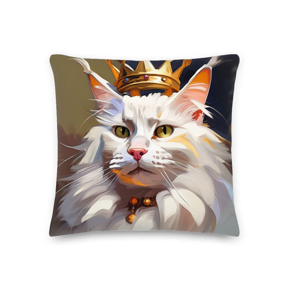 PugMug Custom White Maine Coon Cat Premium Pillow