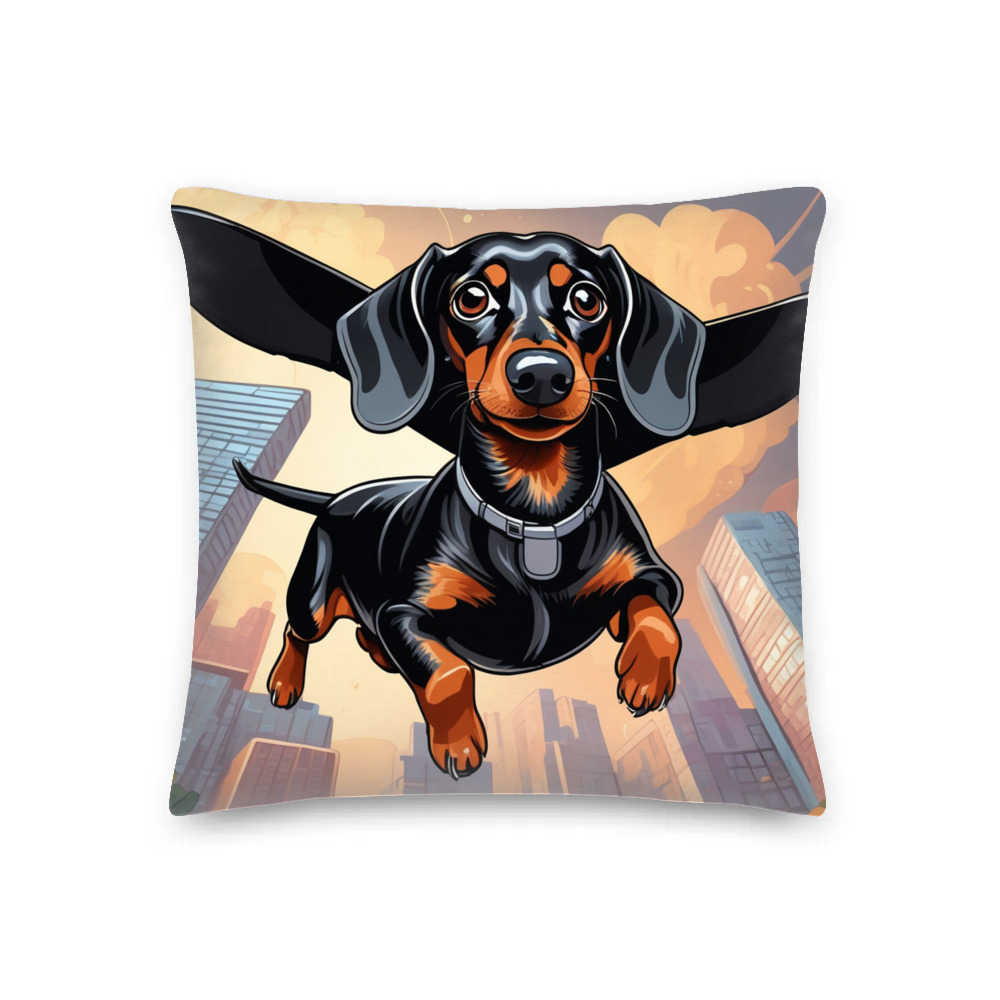 PugMug Custom Black Dachshund Premium Pillow