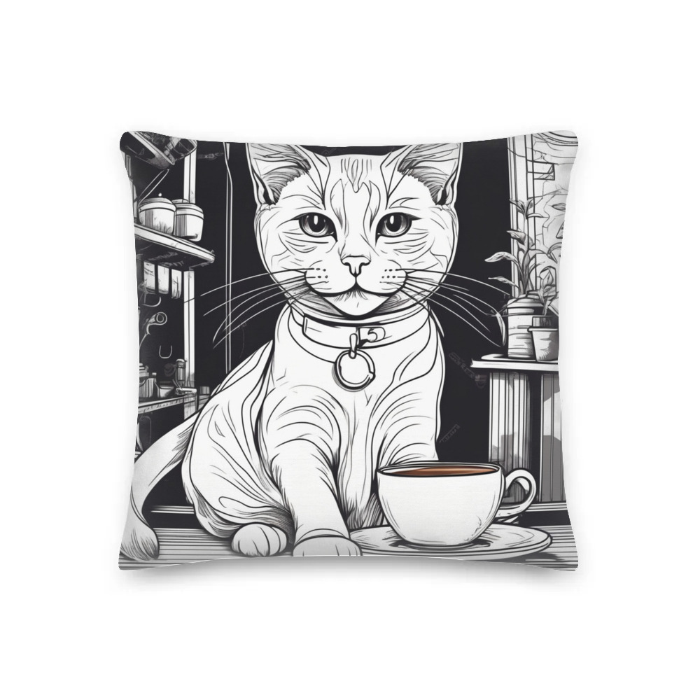 PugMug Custom White Companion Cat Premium Pillow