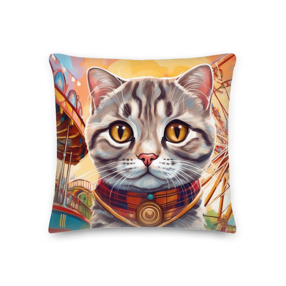 PugMug Custom Tabby Scottish Fold Cat Premium Pillow