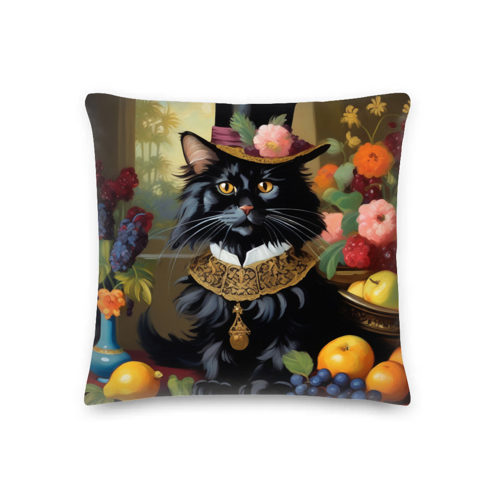 PugMug Custom Black Maine Coon Cat Premium Pillow