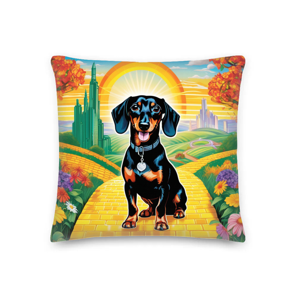 PugMug Custom Black Dachshund Premium Pillow