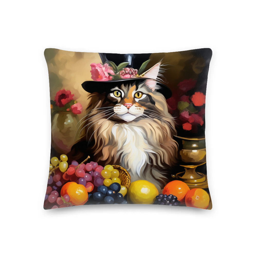 PugMug Custom Tabby Maine Coon Cat Premium Pillow