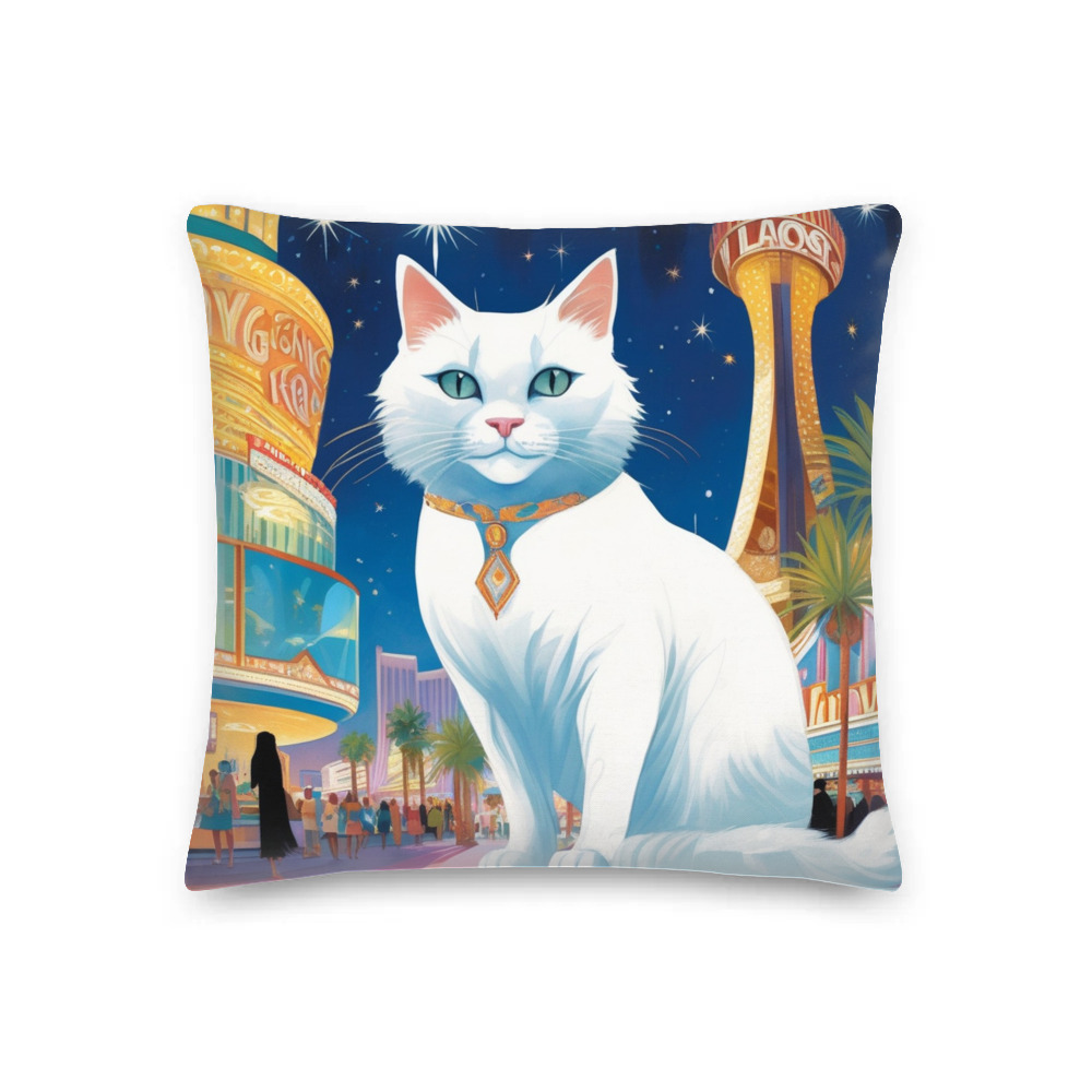 PugMug Custom White Companion Cat Premium Pillow