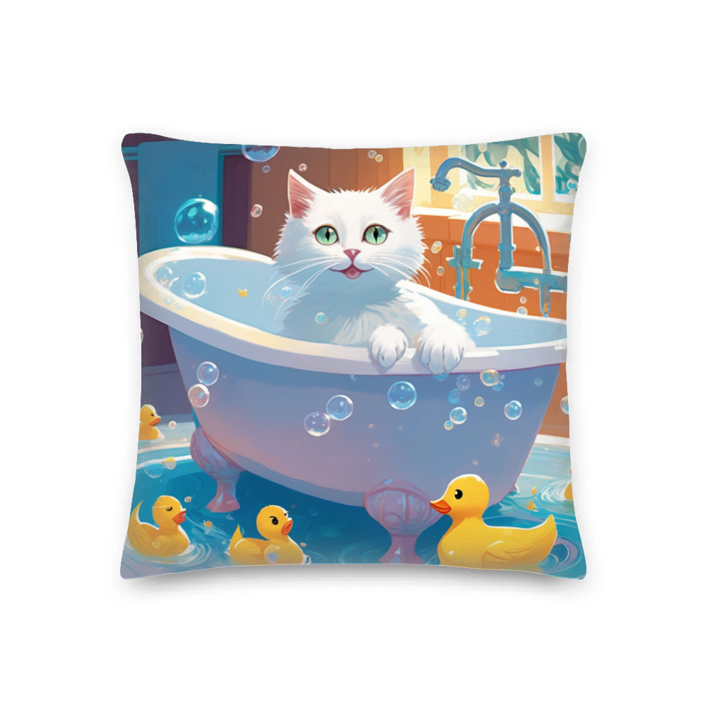 PugMug Custom White Companion Cat Premium Pillow