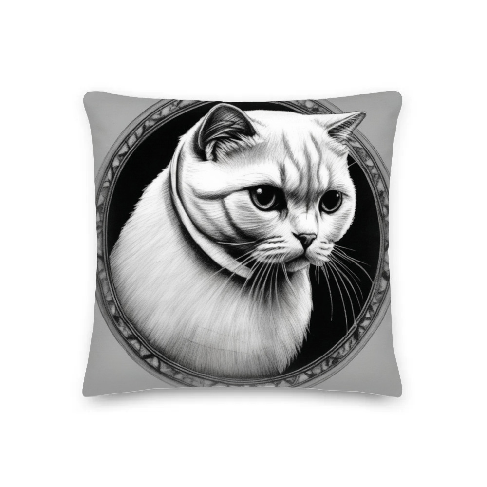 PugMug Custom White Scottish Fold Cat Premium Pillow