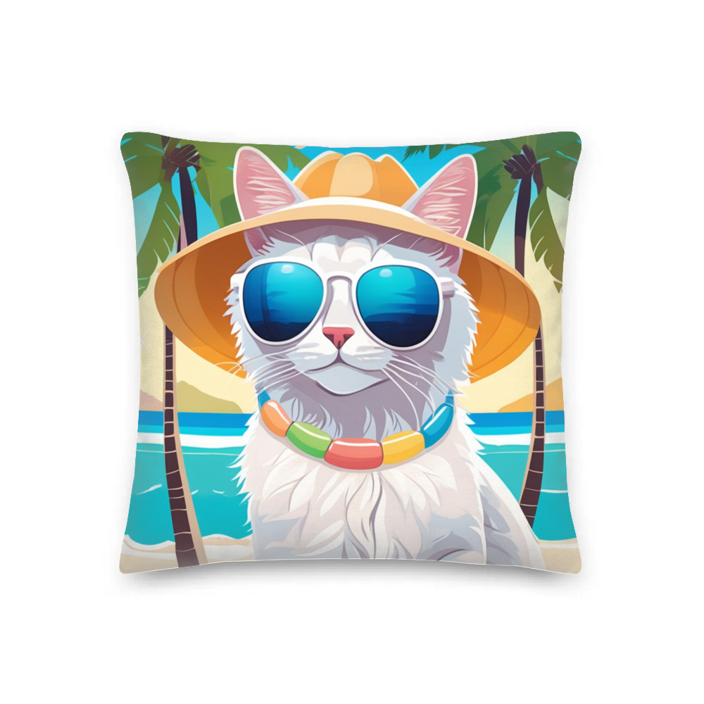 PugMug Custom White Companion Cat Premium Pillow