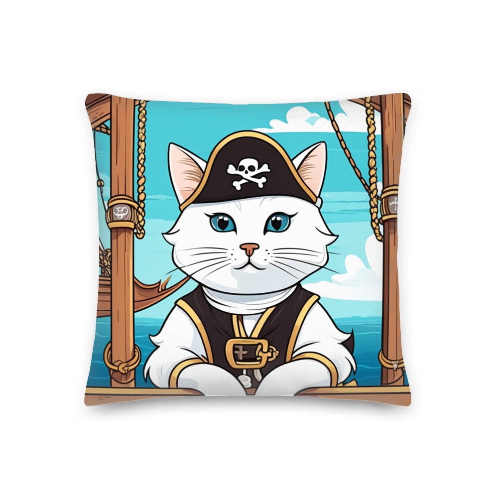 PugMug Custom White Companion Cat Premium Pillow