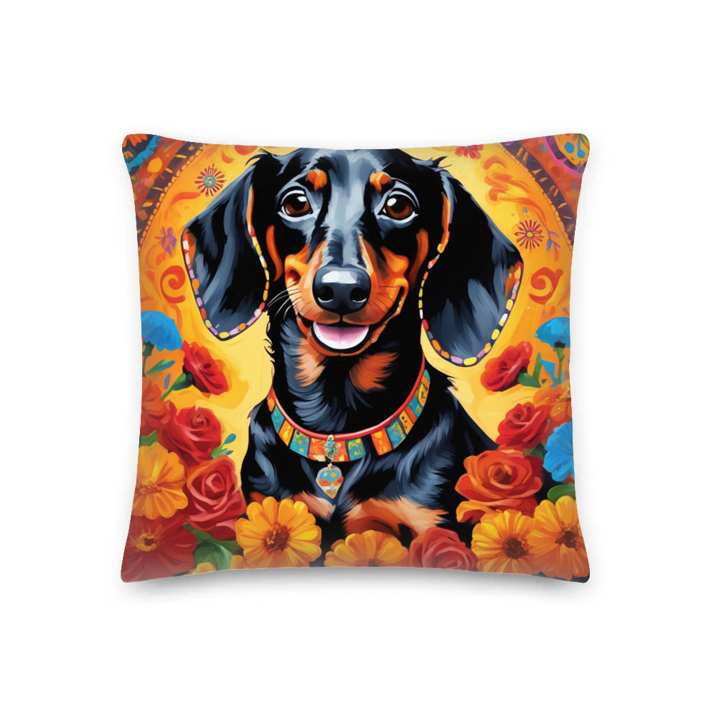 PugMug Custom Black Dachshund Premium Pillow