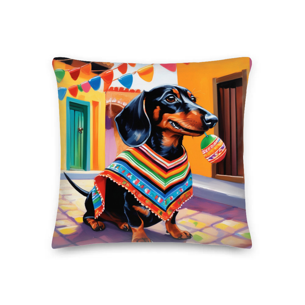 PugMug Custom Black Dachshund Premium Pillow