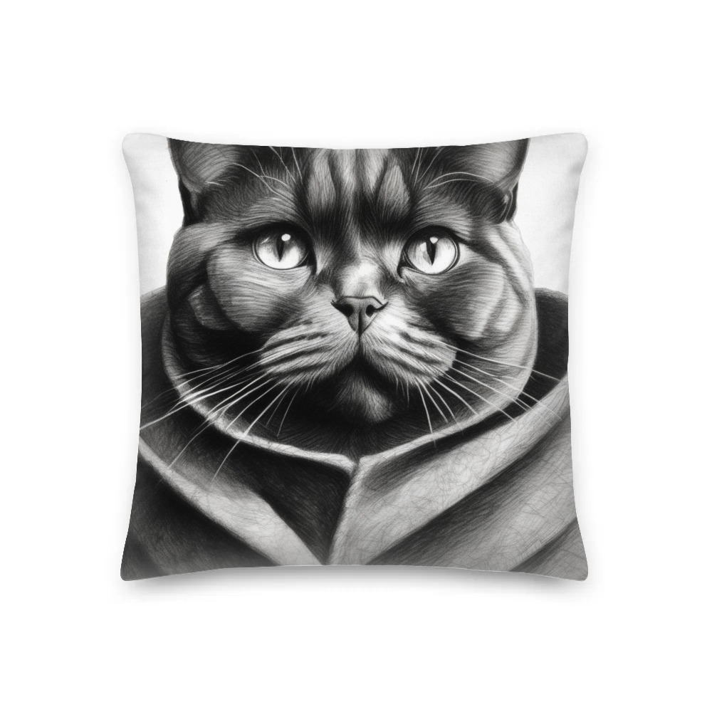 PugMug Custom Black British Shorthair Cat Premium Pillow