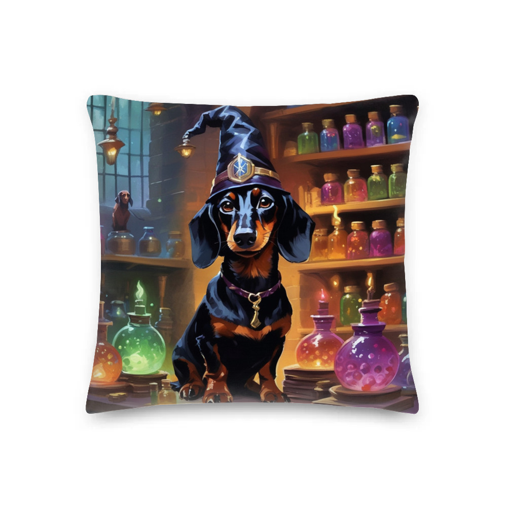 PugMug Custom Black Dachshund Premium Pillow