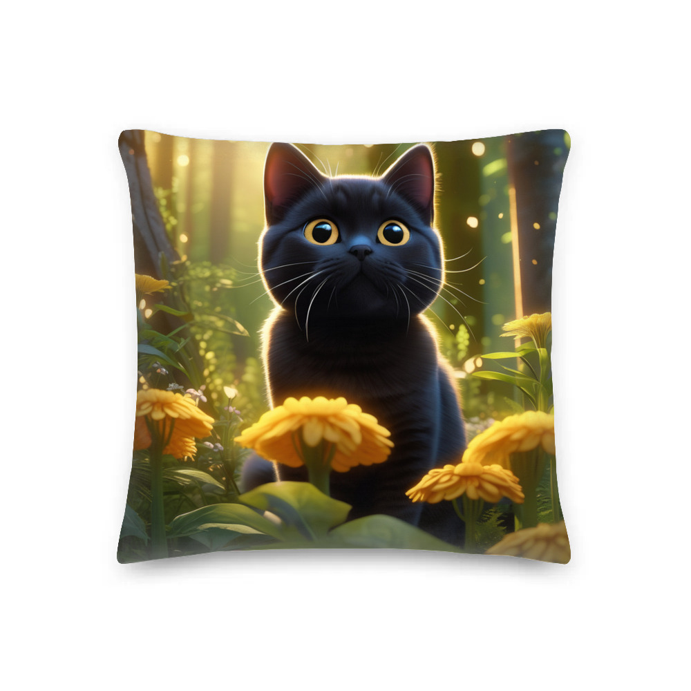PugMug Custom Black British Shorthair Cat Premium Pillow