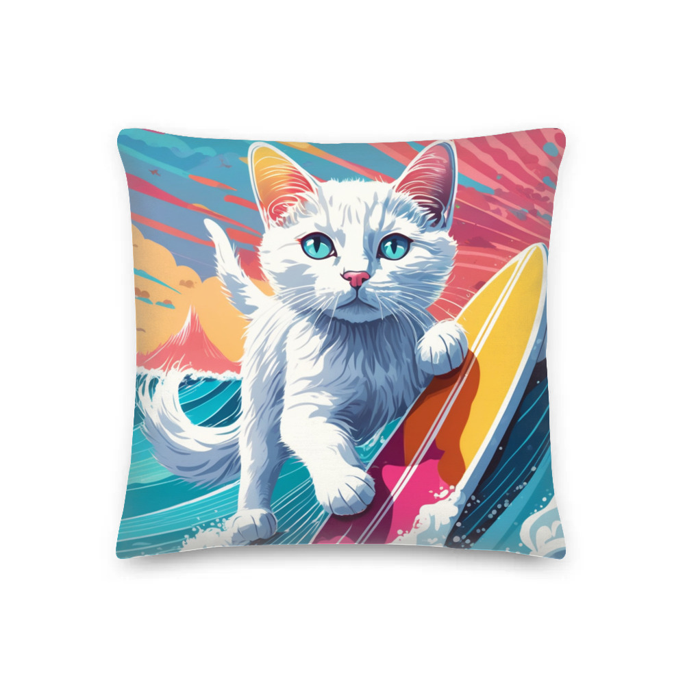 PugMug Custom White Companion Cat Premium Pillow