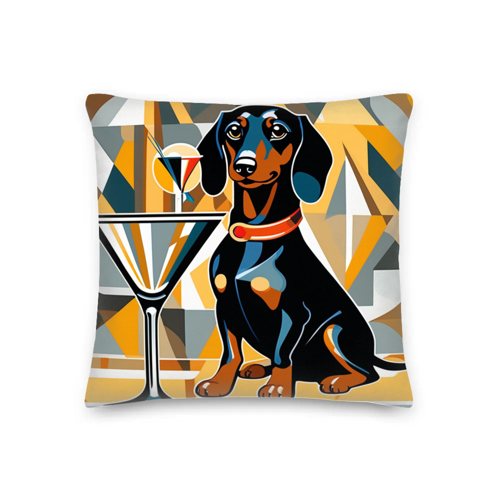 PugMug Custom Black Dachshund Premium Pillow