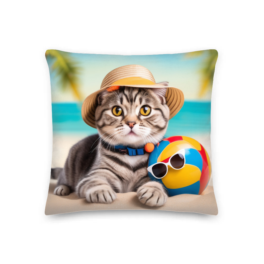 PugMug Custom Tabby Scottish Fold Cat Premium Pillow