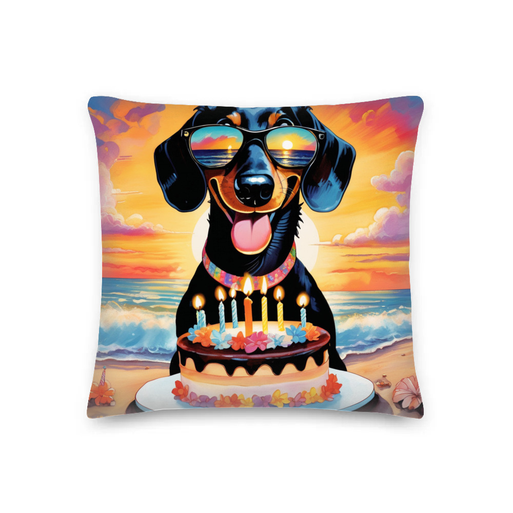 PugMug Custom Black Dachshund Premium Pillow