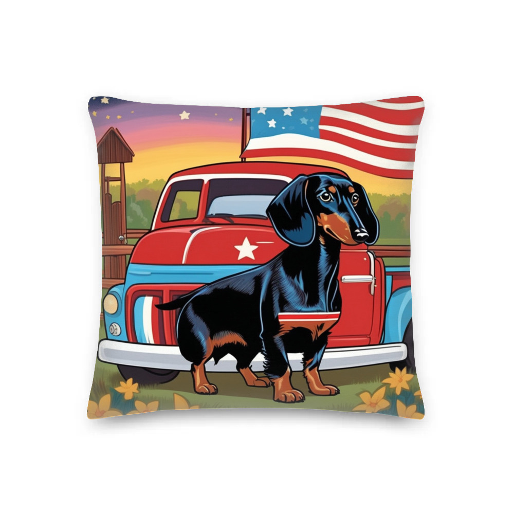 PugMug Custom Black Dachshund Premium Pillow