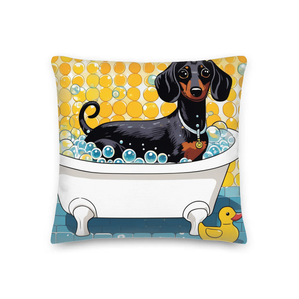 PugMug Custom Black Dachshund Premium Pillow