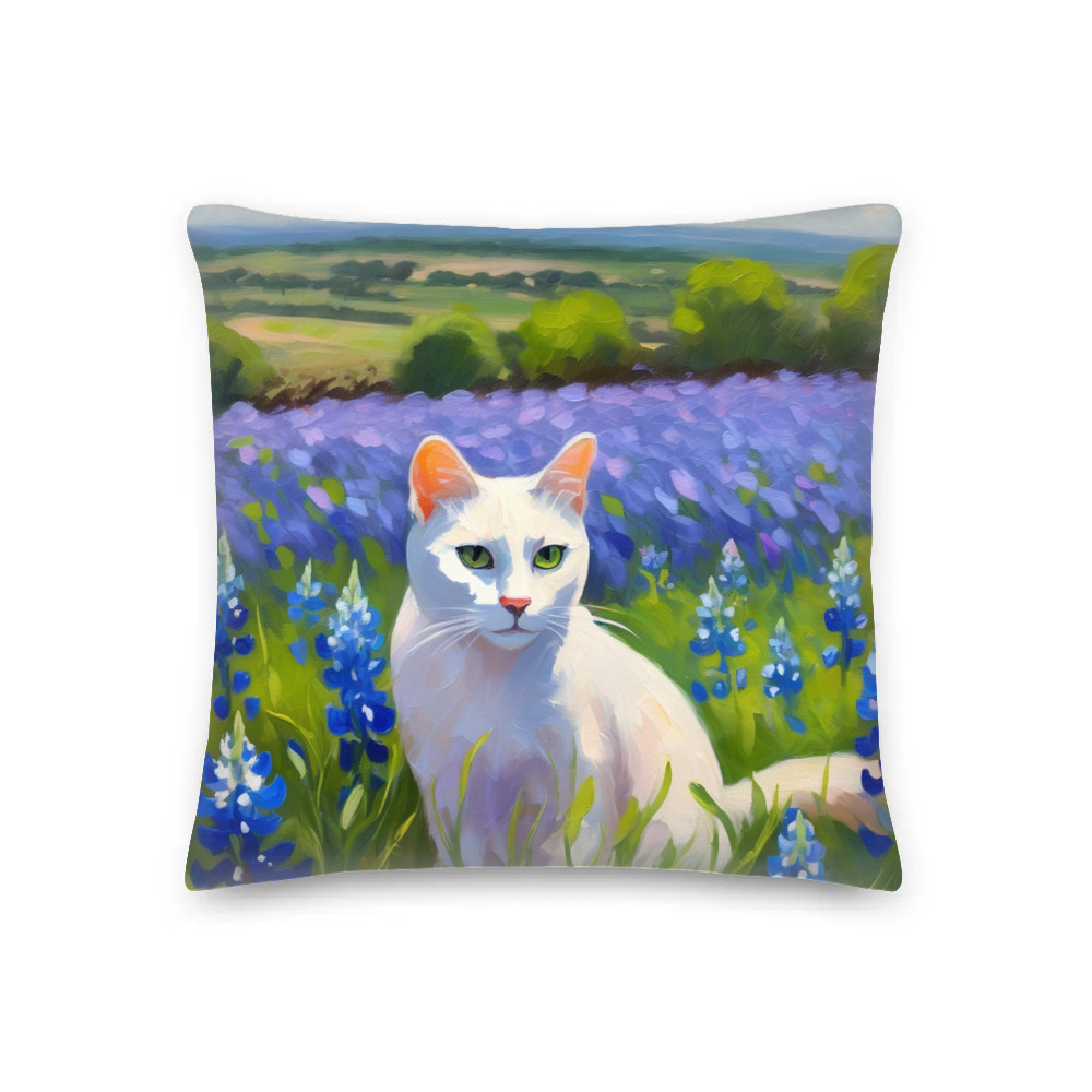 PugMug Custom White Companion Cat Premium Pillow