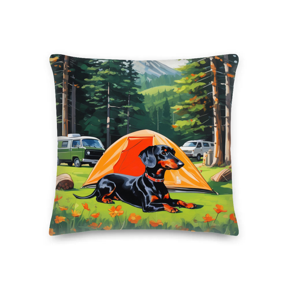 PugMug Custom Black Dachshund Premium Pillow