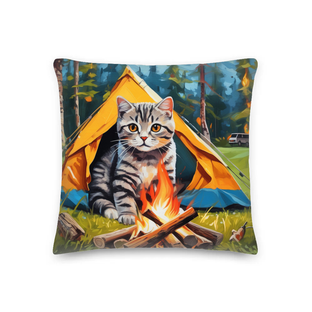 PugMug Custom Tabby Scottish Fold Cat Premium Pillow