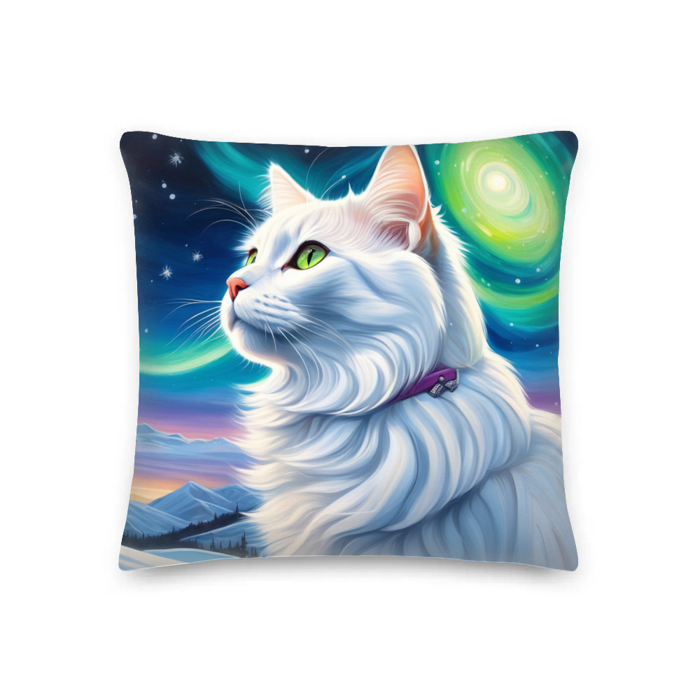 PugMug Custom White Companion Cat Premium Pillow