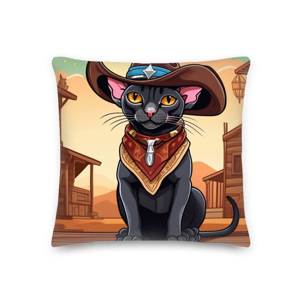 PugMug Custom Black Sphynx Cat Premium Pillow