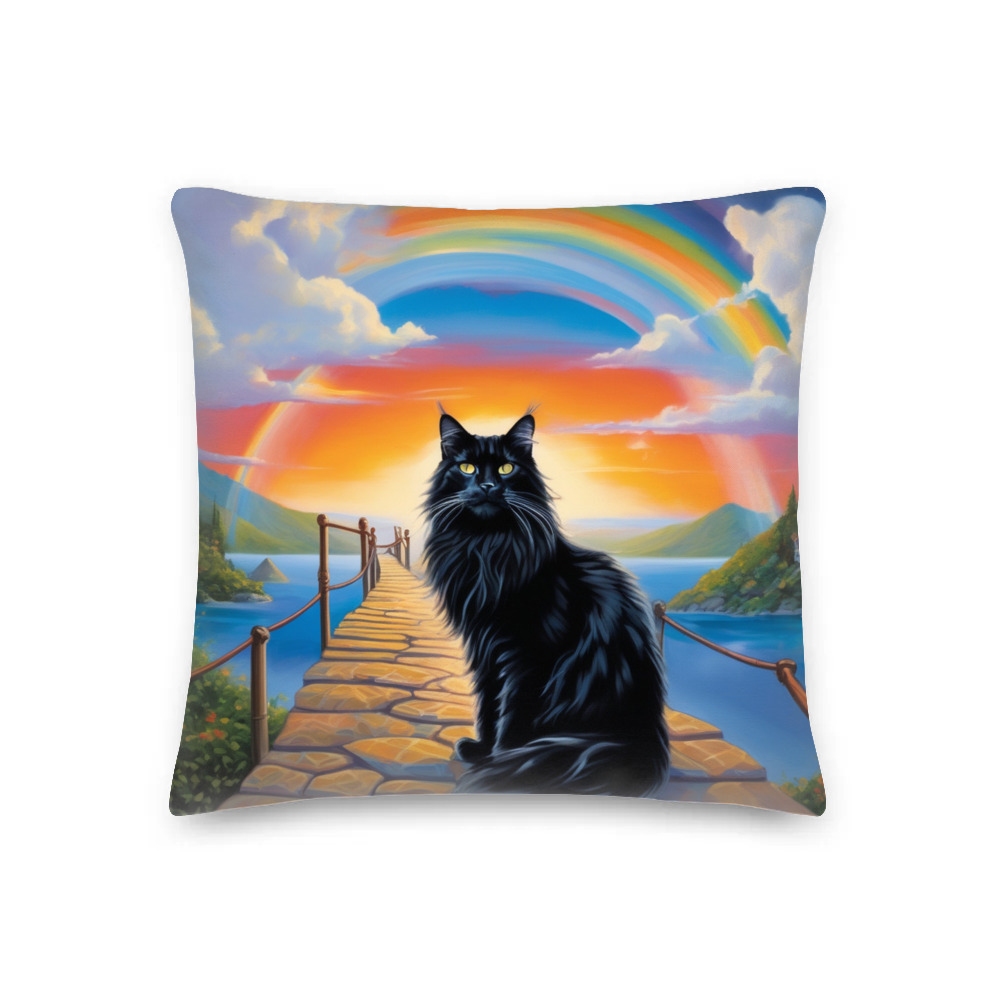 PugMug Custom Black Maine Coon Cat Premium Pillow