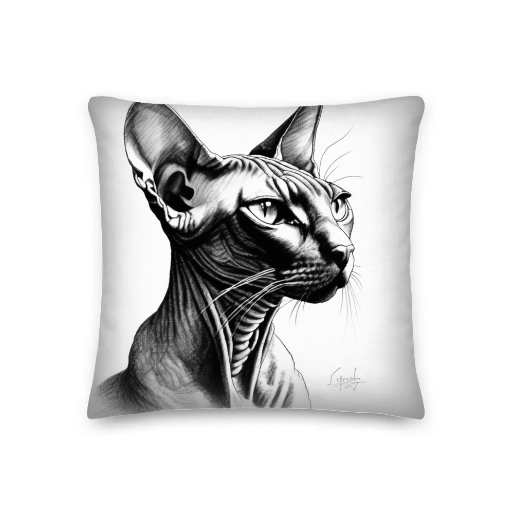 PugMug Custom Black Sphynx Cat Premium Pillow