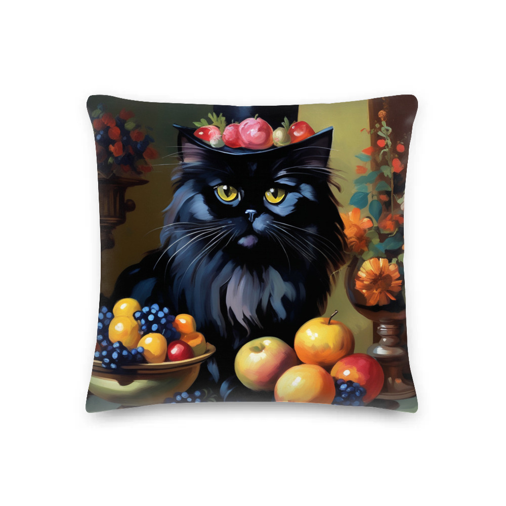 PugMug Custom Black Persian Cat Premium Pillow