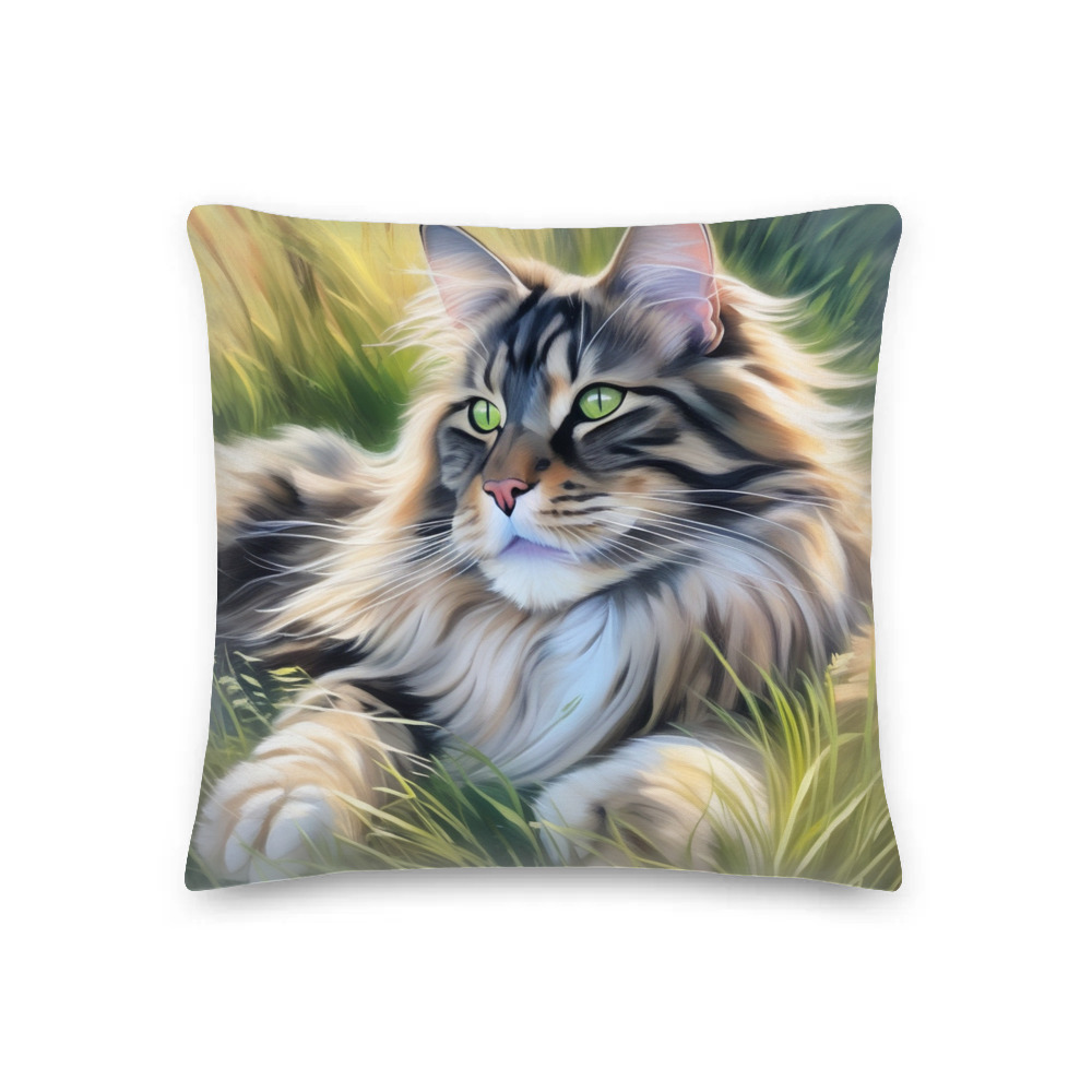 PugMug Custom Tabby Maine Coon Cat Premium Pillow