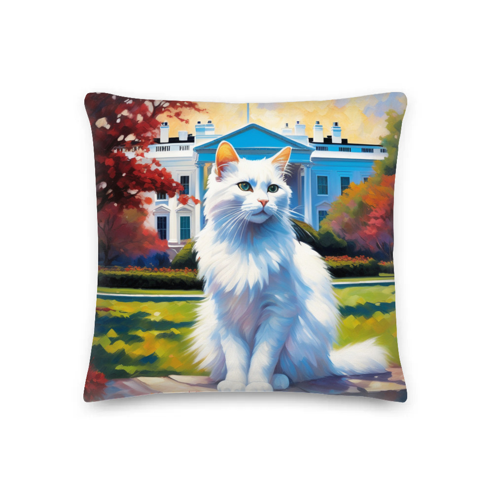 PugMug Custom White Companion Cat Premium Pillow