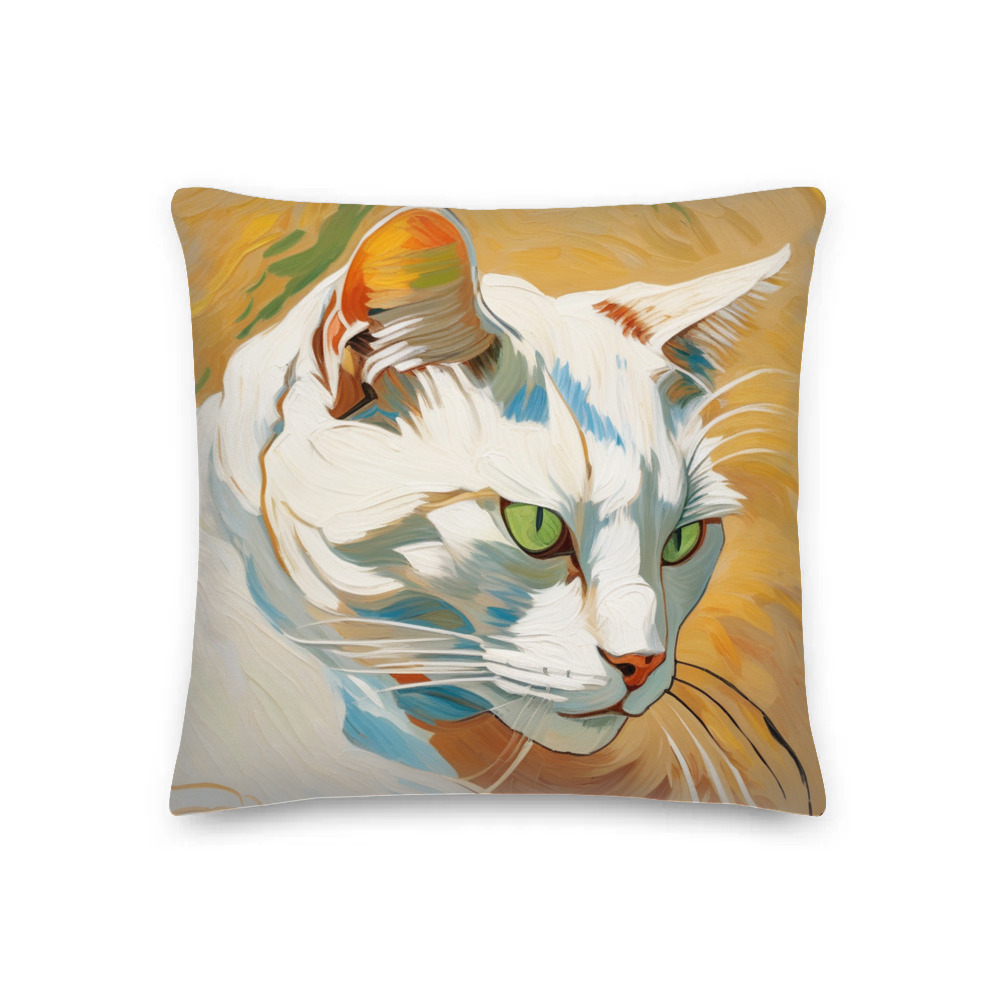 PugMug Custom White Companion Cat Premium Pillow