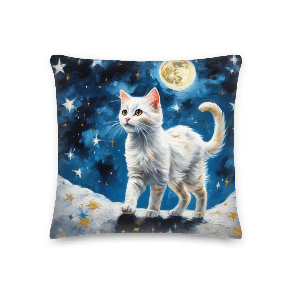PugMug Custom White Companion Cat Premium Pillow