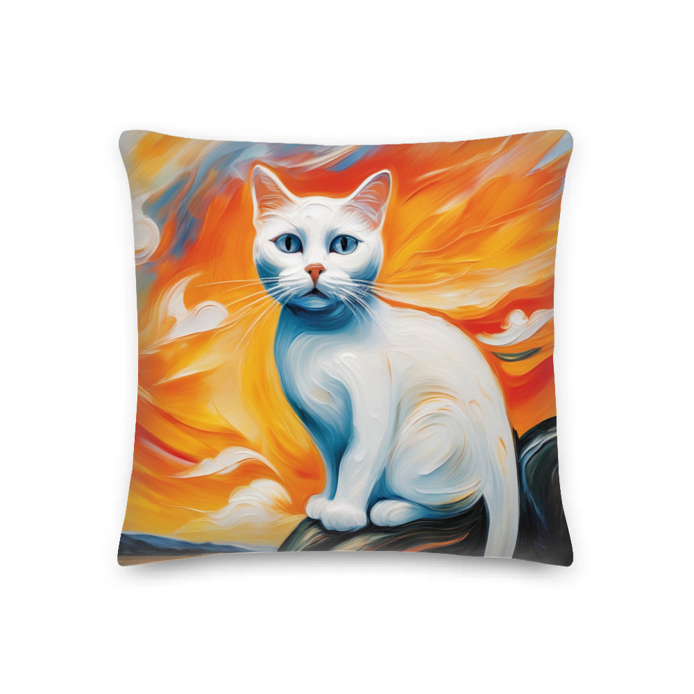 PugMug Custom White Companion Cat Premium Pillow