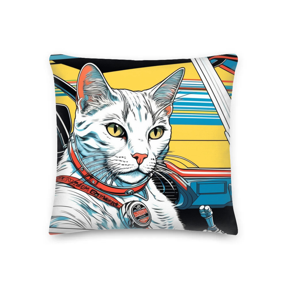 PugMug Custom White Companion Cat Premium Pillow