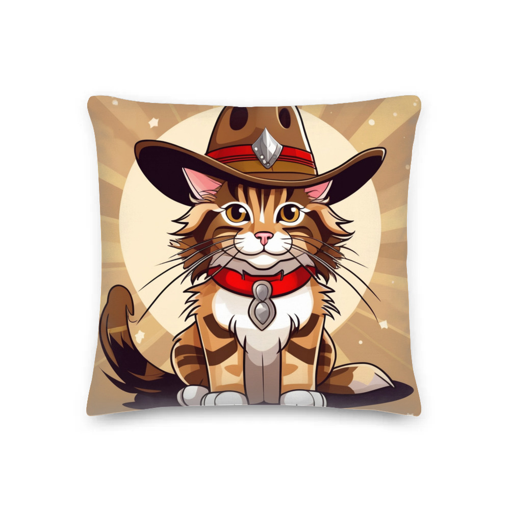 PugMug Custom Tabby Maine Coon Cat Premium Pillow