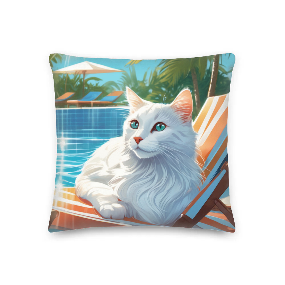 PugMug Custom White Companion Cat Premium Pillow