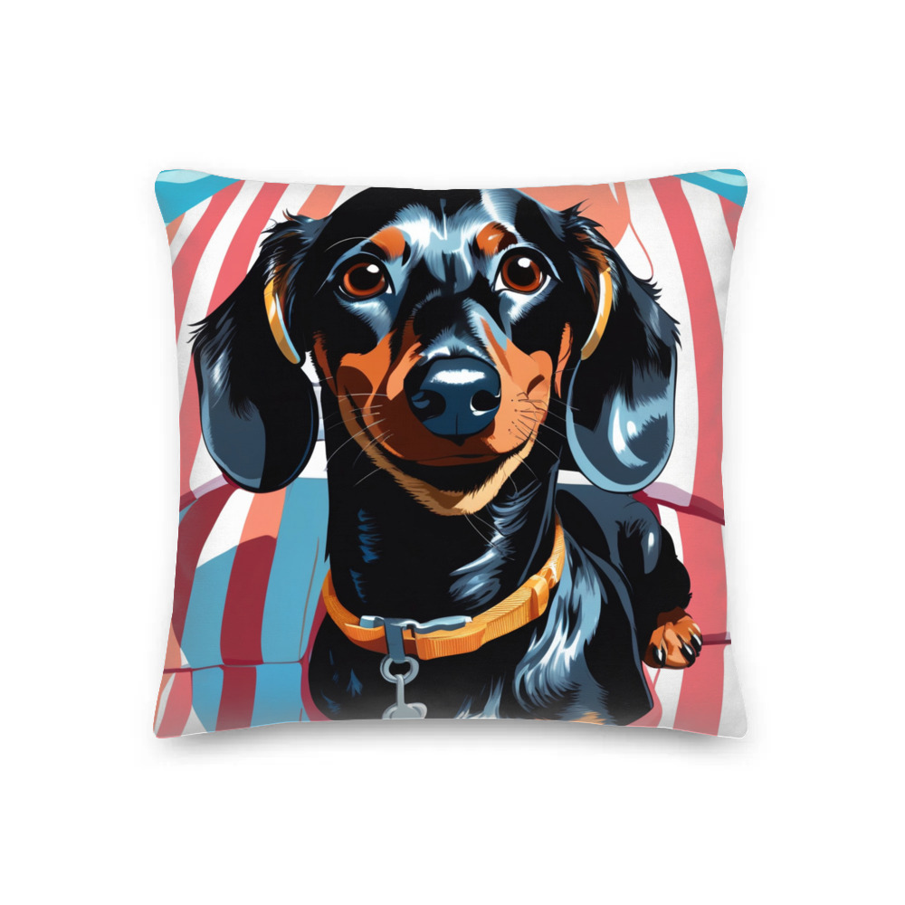 PugMug Custom Black Dachshund Premium Pillow