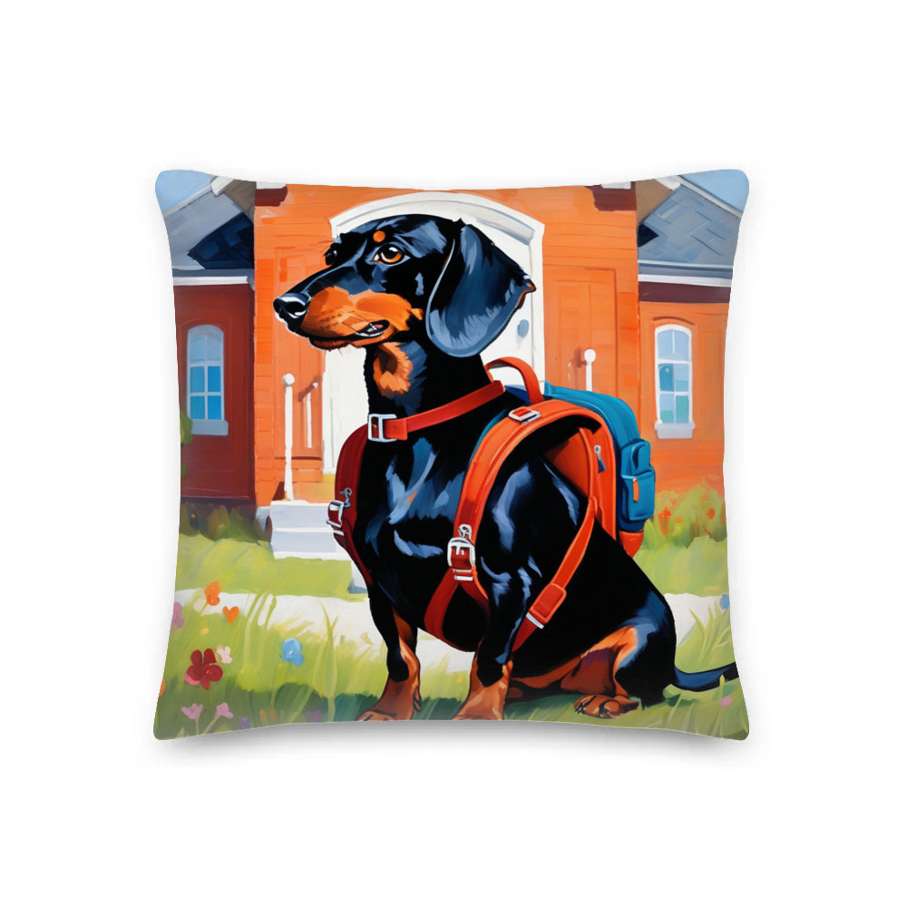 PugMug Custom Black Dachshund Premium Pillow