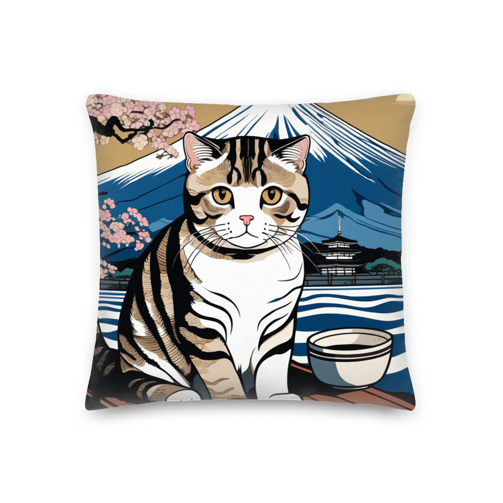 PugMug Custom Tabby Scottish Fold Cat Premium Pillow