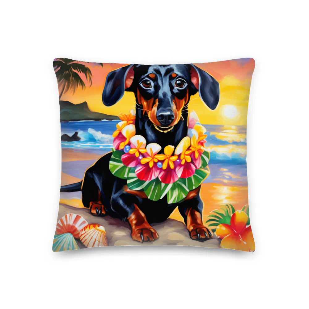 PugMug Custom Black Dachshund Premium Pillow