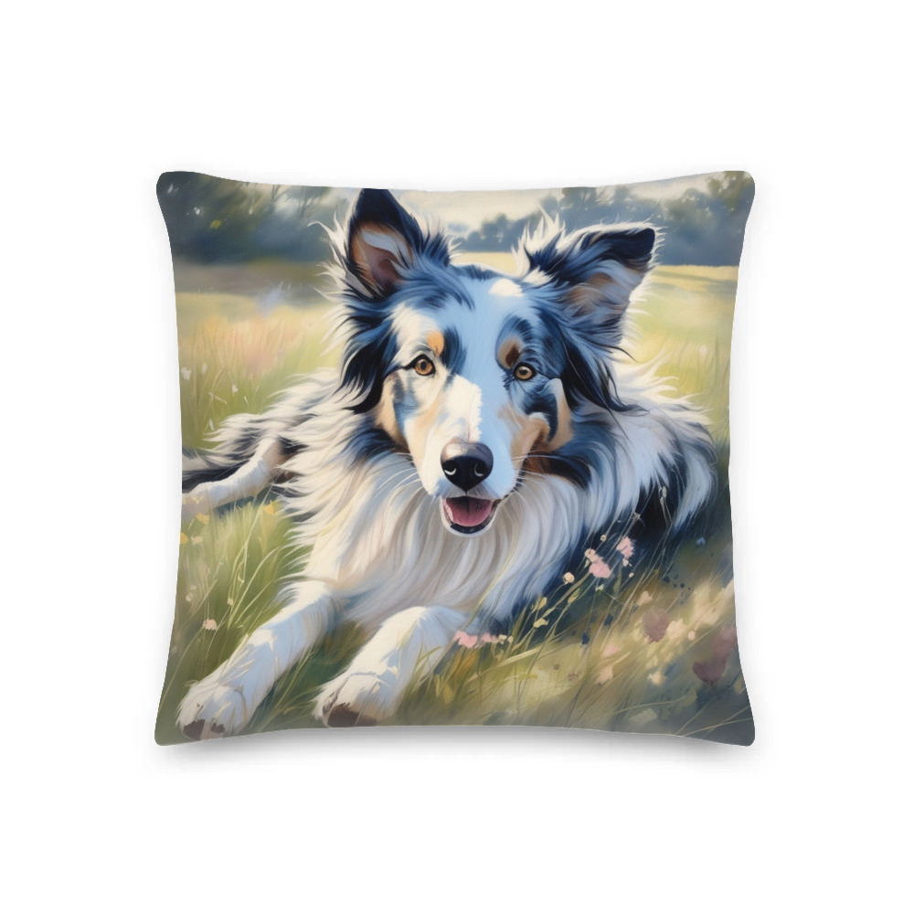 PugMug Custom Blue Merle Border Collie Premium Pillow