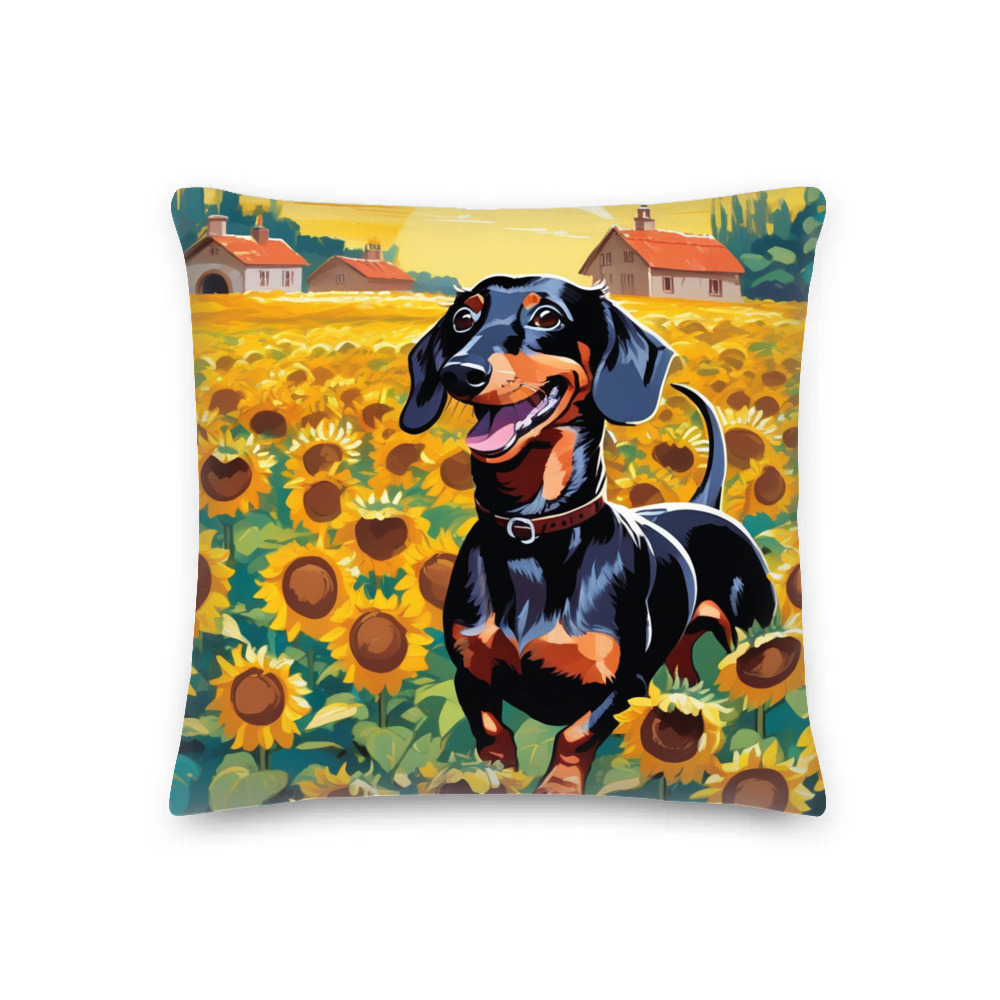 PugMug Custom Black Dachshund Premium Pillow