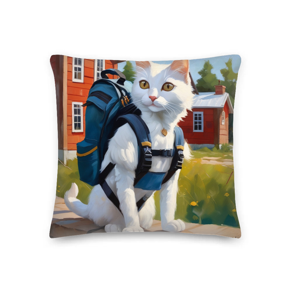 PugMug Custom White Companion Cat Premium Pillow