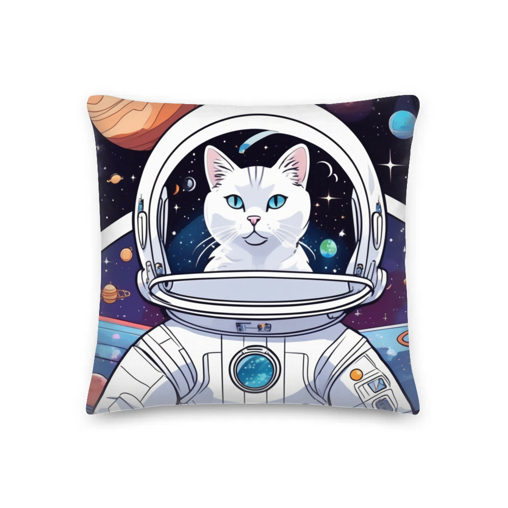 PugMug Custom White Companion Cat Premium Pillow